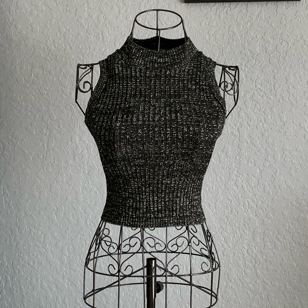 Fashion Nova lurex crop turtleneck top